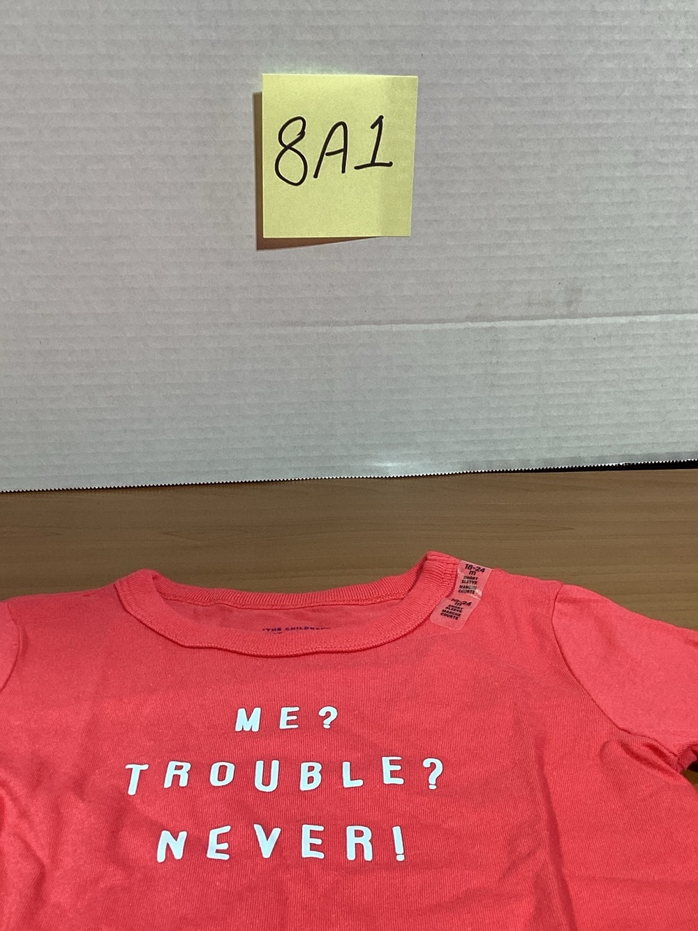 The Children's Place Coral Pink Graphic Tee - 'Me? Trouble? Never!'